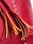Vintage Oil Waxed Leather Fringe Zip Shoulder Bag Tote Bag