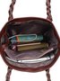 Vintage Oil Waxed Leather Fringe Zip Shoulder Bag Tote Bag