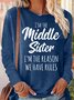 Women's Long Sleeve Blouse Spring/Fall Text Letters Cotton-Blend Crew Neck Daily Going Out Casual Top