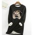 Casual Crew Neck Fluff/Granular fleece fabric Loose H-line Cat Sweatshirt