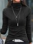 JFN Casual Turtleneck Basic Long Sleeve T-Shirt