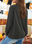 Women Black Christmas Loose Casual Cute Cat Raglan Sleeve Sweatshirt