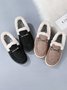 Womens's Plain Slip On Faux Fur Lined Flat Peas Shoes