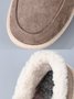 Womens's Plain Slip On Faux Fur Lined Flat Peas Shoes