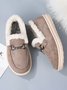 Womens's Plain Slip On Faux Fur Lined Flat Peas Shoes