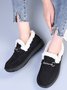 Womens's Plain Slip On Faux Fur Lined Flat Peas Shoes