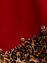 Christmas Urban Color Block Leopard Shawl Collar Loose Midi Dress