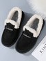 Womens's Plain Slip On Faux Fur Lined Flat Peas Shoes