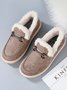 Womens's Plain Slip On Faux Fur Lined Flat Peas Shoes