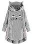 Scratching Cute Cat Embroidered Loose Warm Sweatshirt