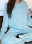 Flannel Thermal Pajamas Long Sleeve Pants Homewear Set Plus Size