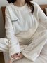 Flannel Thermal Pajamas Long Sleeve Pants Homewear Set Plus Size