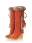 Women Plus Size Vintage Fringe Plush Warm Wedge Heel Block Heel Snow Boots