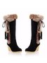 Women Plus Size Vintage Fringe Plush Warm Wedge Heel Block Heel Snow Boots
