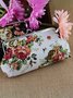 Vintage Long Large Rose Linen Coin Purse Clutch