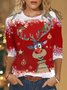 Women's Red Sweatshirt  Christmas Reindeer Printed