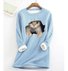 Casual Crew Neck Fluff/Granular fleece fabric Loose H-line Cat Sweatshirt