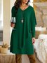 Plain V Neck Casual Dress
