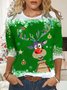 Women's Red Sweatshirt  Christmas Reindeer Printed