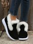 Women Warm Plus Size Casual Color Block Flat Heel Furry Snow Boots