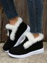 Women Warm Plus Size Casual Color Block Flat Heel Furry Snow Boots