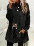 Plush Crew Neck Casual Cat Thermal Dress