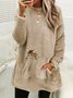 Plush Crew Neck Casual Cat Thermal Sweatshirt Dress