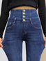 Buttoned Tight Denim Casual Jean