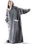Warm Flannel Hooded Long Nightgown Men's and Women's Lazy Blanket