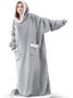 Warm Flannel Hooded Long Nightgown Men's and Women's Lazy Blanket