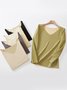 Plush Warm V-Neck Long Sleeve T-Shirt Plus Size