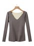 Plush Warm V-Neck Long Sleeve T-Shirt Plus Size