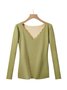Plush Warm V-Neck Long Sleeve T-Shirt Plus Size