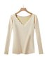 Plush Warm V-Neck Long Sleeve T-Shirt Plus Size