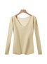 Plush Warm V-Neck Long Sleeve T-Shirt Plus Size