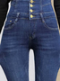 Buttoned Tight Denim Casual Jean