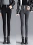 Fluff/Granular Fleece Fabric Casual Tight Jeans