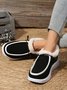 Plus Size Casual Split Joint Furry Lined Canvas Flat Boat Shoes