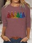 Women's Long Sleeve Blouse Spring/Fall Text Letters Cotton-Blend Crew Neck Daily Going Out Casual Top