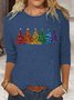 Women's Long Sleeve Blouse Spring/Fall Text Letters Cotton-Blend Crew Neck Daily Going Out Casual Top