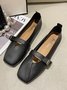 Women's Pu Plain Buckle Slip On Flat Shoes