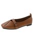 Women's Pu Plain Buckle Slip On Flat Shoes