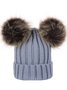 Casual Retro Twist Knit Big Ball Beanie Autumn Winter Thickened Warm Accessories