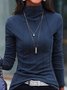 JFN Casual Turtleneck Basic Long Sleeve T-Shirt