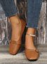 Women's Pu Plain Buckle Slip On Flat Shoes