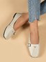 Women's Pu Plain Buckle Slip On Flat Shoes