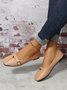 Women's Pu Plain Buckle Slip On Flat Shoes