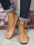 Women's Pu Plain Buckle Slip On Flat Shoes