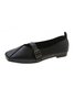 Women's Pu Plain Buckle Slip On Flat Shoes