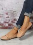 Women's Pu Plain Buckle Slip On Flat Shoes
